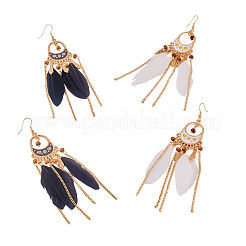 2Pairs 2 Colors Feather Chandelier Earrings&nbsp;EJEW-TA0001-81D