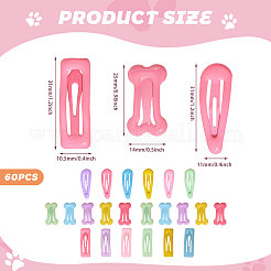 60Pcs 3 Shapes Alloy Snap Hair Clips&nbsp;PHAR-GL0001-02