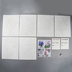 Flower Theme Watercolor Painting Kit&nbsp;AJEW-WH20130-205B