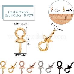 40Pcs 4 Colors Ion Plating(IP) 304 Stainless Steel Cup Pearl Peg Bails Pin Pendants&nbsp;STAS-UN0032-70