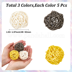 15Pcs 3 Colors Wicker Rattan Balls&nbsp;AJEW-SC0004-25B