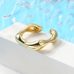 Rack Plating Brass Twist Wave Open Cuff Rings for Women&nbsp;RJEW-Q777-08G