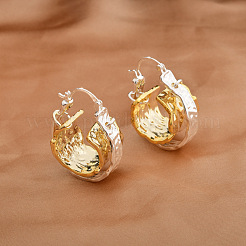 Brass Two Tone Ring Hoop Earrings&nbsp;FS-WGF283A-01