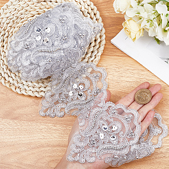 3 Yards Polyester Embroidery Flower Ribbon&nbsp;OCOR-WH20001-86A