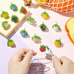 7Pcs 7 Colors Handmade Copper Wired Glass Beaded Fruits Pendants&nbsp;PALLOY-CJ00100