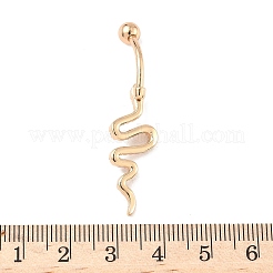 Snake Brass Micro Pave Clear Cubic Zirconia Curved Barbell Belly Rings&nbsp;AJEW-L099-03G