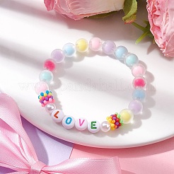 Candy Color Word Love Acrylic Beaded Stretch Bracelets for Kid&nbsp;BJEW-JB10158-02