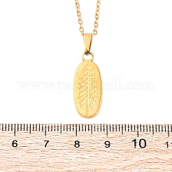 Oval with Pine Tree 304 Stainless Steel Pendant Necklaces&nbsp;NJEW-H059-24G