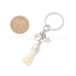 12Pcs Twelve Constellations 304 Stainless Steel Charm & Faux Suede Tassel Keyachins&nbsp;KEYC-JKC01309