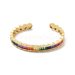 Colorful Cubic Zirconia Open Cuff Bangle&nbsp;BJEW-P281-04G