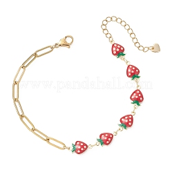 3Pcs 3 Styles Brass Enamel Link Chains Bracelets&nbsp;BJEW-JB13148