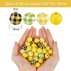 Painted Natural Wood Beads&nbsp;WOOD-SZ0001-09
