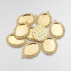 Zinc Alloy Pendant Settings for Cabochon & Rhinestone&nbsp;PALLOY-A15257-G-NR