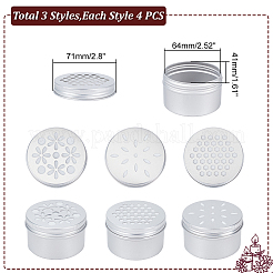 12Pcs 3 Style Aluminium Shallow Round Candle Tins&nbsp;AJEW-PH0004-83
