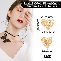 8Pcs Brass Clear Cubic Zirconia Pendants&nbsp;KK-BBC0006-97
