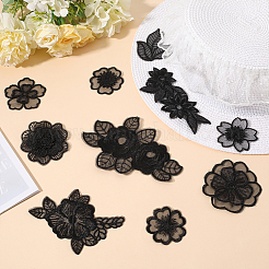 30Pcs 10 Style Flower/Leaf Organza Embroidery Sew on Appliques&nbsp;PATC-GF0001-28