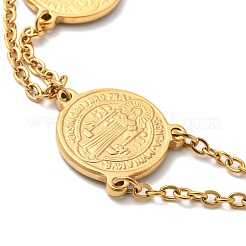 Ion Plating(IP) 201 Stainless Steel Saint Benedict Link Bracelet for Men Women&nbsp;STAS-E160-34G