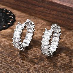 Brass Micro Pave Cubic Zirconia Huggie Hoop Earrings&nbsp;EJEW-K083-37P-B