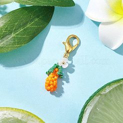 3D Eggplant Glass Seed Beaded Pendant Decorations&nbsp;HJEW-MZ00370