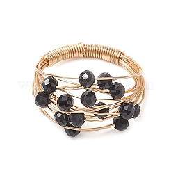 Natural Black Tourmaline Finger Rings&nbsp;RJEW-TA00221-04