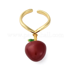 Brass Enamel Open Cuff Rings for Women&nbsp;RJEW-U057-20G