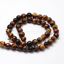Faceted Natural Tiger Eye Beads Strands&nbsp;G-F364-04-8mm