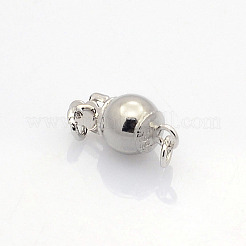 925 Sterling Silver Round Box Clasps&nbsp;STER-L018-01-6mm