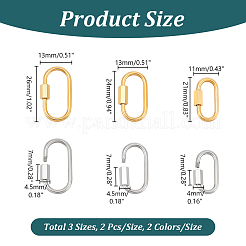 6Pcs 6 Colors 304 Stainless Steel Screw Carabiner Lock Charms&nbsp;FIND-UN0003-49