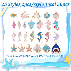 50Pcs 25 Styles Ocean Theme Alloy Enamel Pendants&nbsp;ENAM-HY0001-54