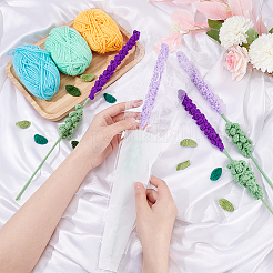 4Pcs 2 Colors Crochet Polyester Lavender Flower Ornaments&nbsp;AJEW-FG0002-67