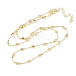 Brass Oval Ball Chain Necklaces for Men Women&nbsp;X-NJEW-L012-03G