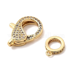 Brass Clear Cubic Zirconia Lobster Claw Clasps&nbsp;X-KK-Z078-50G
