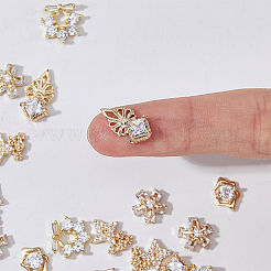 20Pcs 5 Style Brass Micro Pave Clear Cubic Zirconia Cabochons&nbsp;KK-DC0003-25