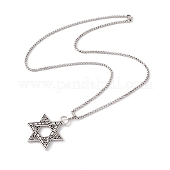 Alloy David Star Pendant Necklace with 201 Stainless Steel Box Chains&nbsp;NJEW-E016-16AS