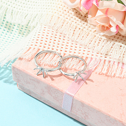 2Pcs Adjustable Rhodium Plated 925 Sterling Silver Finger Rings Components&nbsp;STER-BBC0008-60
