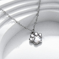 Dog Paw Print 304 Stainless Steel Pendant Necklaces & Bracelets & Stud Earrings Sets for Women&nbsp;SJEW-C004-20P
