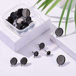 24Pcs 6 Size304 Stainless Steel Stud Earring Settings&nbsp;STAS-ZZ0001-02EB