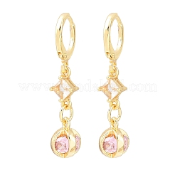 Brass Micro Pave Cubic Zirconia Star Hoop Earrings&nbsp;EJEW-B154-03G