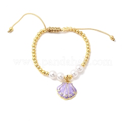 Brass Micro Pave Cubic Zirconia Charm Bracelets&nbsp;BJEW-P358-02G