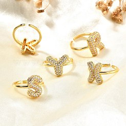26Pcs Brass Micro Pave Clear Cubic Zirconia Open Cuff Rings&nbsp;RJEW-R218-01G