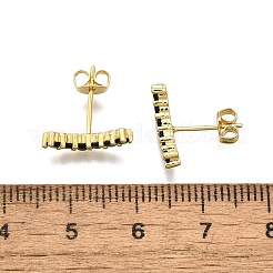 Black Cubic Zirconia Curved Bar Stud Earrings&nbsp;EJEW-G297-14G