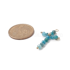 Natural Apatite Faceted Round Copper Wire Wrapped Pendants&nbsp;PALLOY-JF02011-06