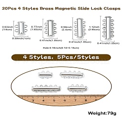 20Pcs 4 Styles Brass Magnetic Slide Lock Clasps&nbsp;KK-CJ0002-40