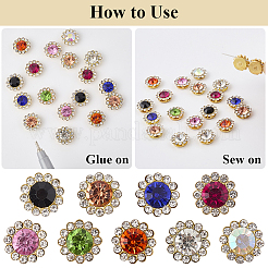 90Pcs 9 Colors Flower Sew on Rhinestones&nbsp;RB-GF0001-08