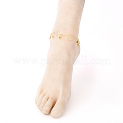 Brass Enamel Charm Anklets&nbsp;AJEW-AN00347