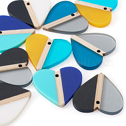 10Pcs 5 Colors Opaque & Transparent Resin & Wood Pendants&nbsp;RESI-TA0004-59