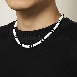 Bohemian Black and White Polymer Clay Heishi Beaded Necklaces for Men&nbsp;DR8717