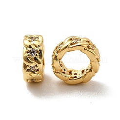 Rack Plating Brass Micro Pave Cubic Zirconia Rondelle European Beads&nbsp;KK-C010-27