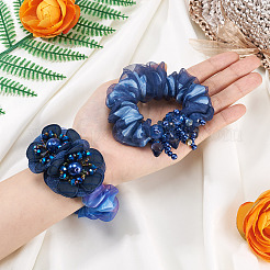 2Pcs 2 Colors Chic Solid Color French Satin Pigtail Hair Tie for Elegant Hairstyles&nbsp;OHAR-TA0001-11
