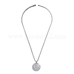 Zinc Alloy Micro Pave Clear Cubic Zirconia Flat Round with Star and Moon Pendant Necklaces&nbsp;FS-WGB5CD2-01